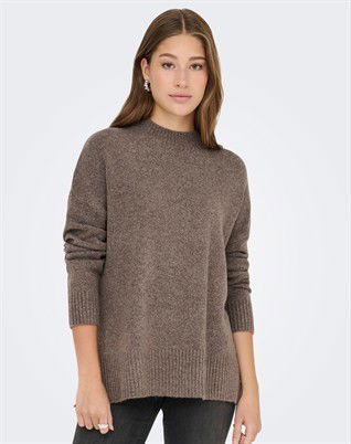 OnlHazel Highneck Strik - Brown Lentil